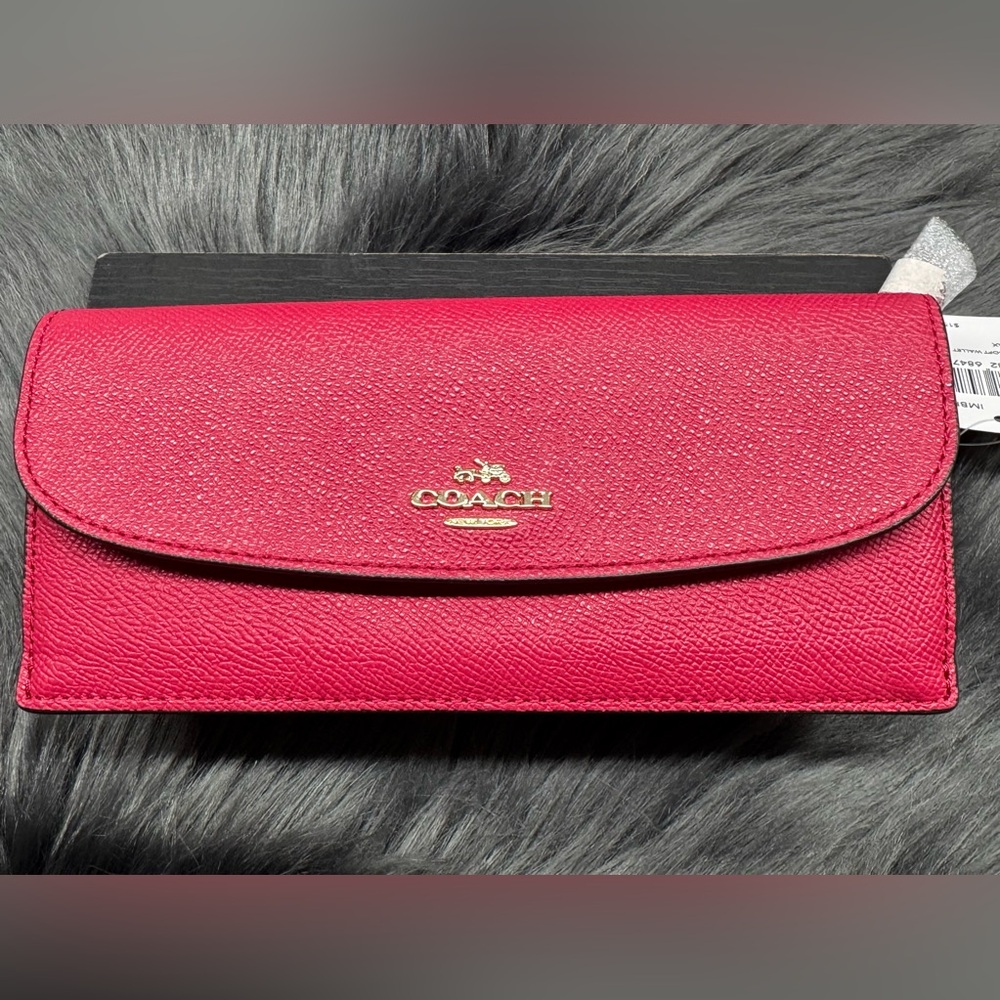 Coach Minetta Bright Pink Crossgrain Leather Shoulder Bag & Matching Wallet Set - Picture 9 of 13